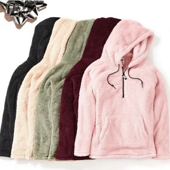 *SOLD* VS Pink Teddy Half-Zip Pullover NWT Black - Picture 4 of 6